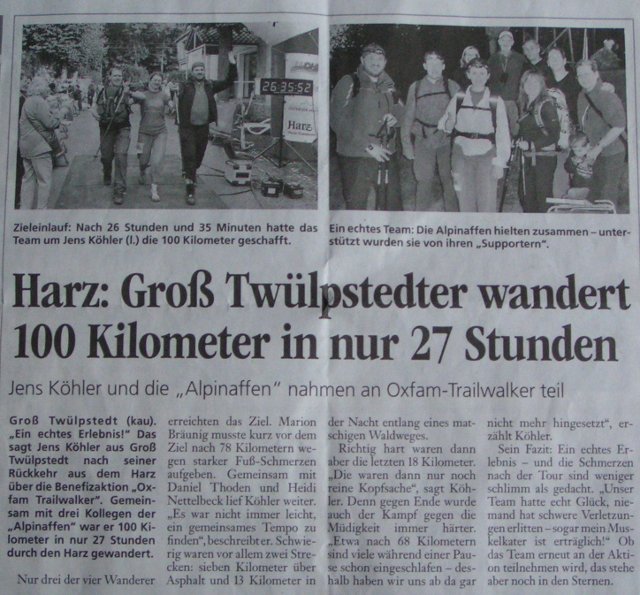 Zeitungsartikel vom Trailwalker 2010
