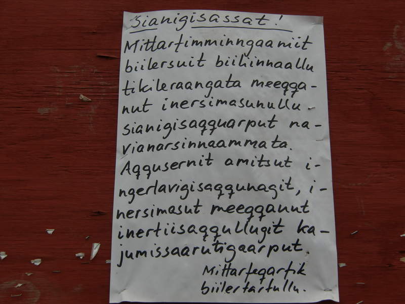 Aushang auf Grönländisch