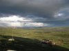 Tuva-Hütte mit Seen am Abend